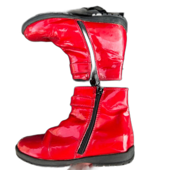 Gianfranco Ferre Red Leather Boots Size 26 US 8 Toddler Girls Children’s Winter - Picture 4 of 5